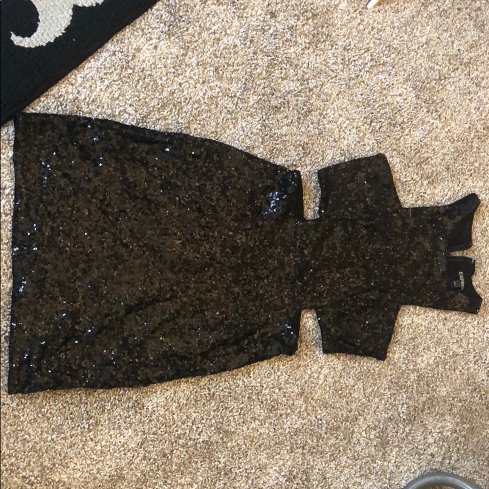 Express black sequin dress